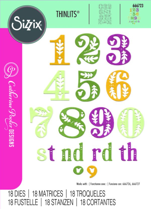 Sizzix Thinlits Die Set 18PK - Folk Numbers by Catherine Pooler