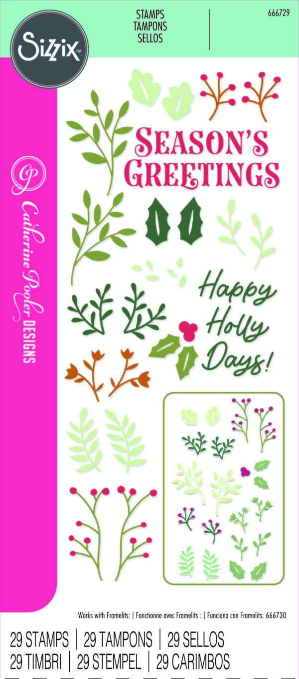 Sizzix Clear Stamps Set 29PK - Happy Holly Days by Catherine Pooler