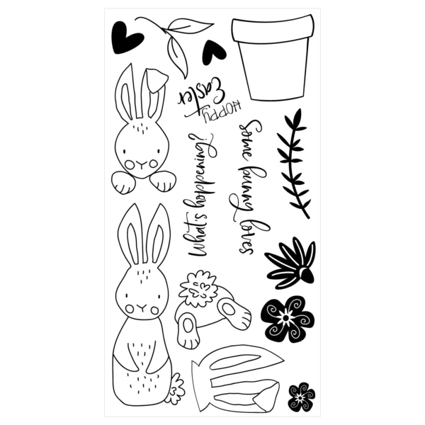 Sizzix Clear Stamps Set 15PK - Bunny Bits & Blooms by Catherine Pooler - Image 2