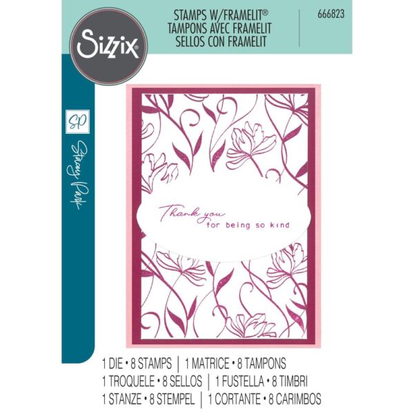 Sizzix A5 Clear Stamps 8PK w/Framelits Die Set - Creative Coordinations, Wall Flower by Stacey Park